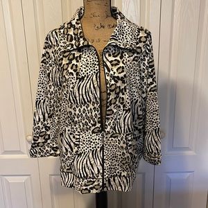 Kim Rogers XL 3/4 sleeve zippered stretch jersey jacket